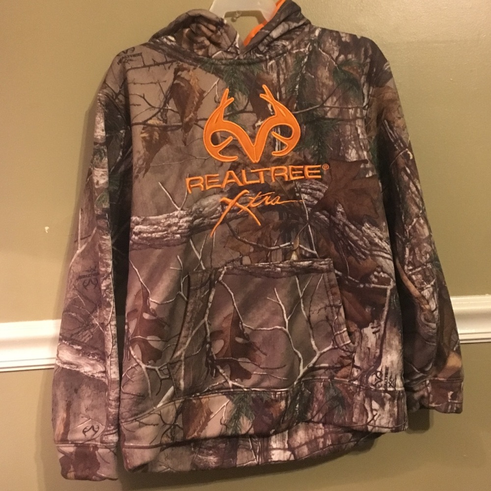 Realtree camo & orange hoodie boys size youth L